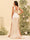 Sheath/Column V-Neck Long Formal Dresses with Split Side & Ruched