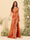 Sheath/Column V-Neck Long Formal Dresses with Split Side & Ruched