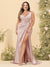 Sheath/Column V-Neck Long Formal Plus Size Dresses with Split Side & Ruched