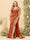 Sheath/Column V-Neck Long Formal Plus Size Dresses with Split Side & Ruched