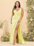 Sheath/Column V-Neck Long Formal Plus Size Dresses with Split Side & Ruched