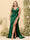 Sheath/Column V-Neck Long Formal Plus Size Dresses with Split Side & Ruched