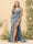 Sheath/Column V-Neck Long Formal Plus Size Dresses with Split Side & Ruched