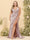 Sheath/Column V-Neck Long Formal Plus Size Dresses with Split Side & Ruched