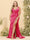 Sheath/Column V-Neck Long Formal Plus Size Dresses with Split Side & Ruched