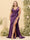 Sheath/Column V-Neck Long Formal Plus Size Dresses with Split Side & Ruched