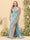 Sheath/Column V-Neck Long Formal Plus Size Dresses with Split Side & Ruched