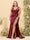 Sheath/Column V-Neck Long Formal Plus Size Dresses with Split Side & Ruched