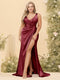 Sheath/Column V-Neck Long Formal Plus Size Dresses with Split Side & Ruched