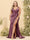 Sheath/Column V-Neck Long Formal Plus Size Dresses with Split Side & Ruched