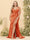 Sheath/Column V-Neck Long Formal Plus Size Dresses with Split Side & Ruched