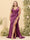 Sheath/Column V-Neck Long Formal Plus Size Dresses with Split Side & Ruched