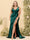 Sheath/Column V-Neck Long Formal Plus Size Dresses with Split Side & Ruched
