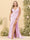 Sheath/Column V-Neck Long Formal Plus Size Dresses with Split Side & Ruched
