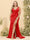 Sheath/Column V-Neck Long Formal Plus Size Dresses with Split Side & Ruched