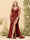 Sheath/Column V-Neck Long Formal Plus Size Dresses with Split Side & Ruched