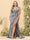 Sheath/Column V-Neck Long Formal Plus Size Dresses with Split Side & Ruched