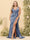 Sheath/Column V-Neck Long Formal Plus Size Dresses with Split Side & Ruched