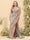 Sheath/Column V-Neck Long Formal Plus Size Dresses with Split Side & Ruched