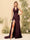 Sheath/Column Halter V-Neck Long Formal Dresses with Split Side & Ruched