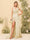 Sheath/Column Halter V-Neck Long Formal Dresses with Split Side & Ruched