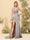 Sheath/Column Halter V-Neck Long Formal Dresses with Split Side & Ruched