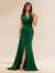 Sheath/Column Halter V-Neck Long Evening Dresses with Split Side & Ruched