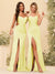 Sheath/Column Halter Sweetheart Long Formal Dresses with Split Side & Ruched