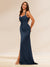 Sheath/Column Halter Sweetheart Long Evening Dresses with Split Side & Ruched
