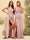 Sheath/Column Criss Cross Long Formal Dresses with Split Side & Ruched
