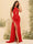 Sheath/Column Criss Cross Long Formal Dresses with Split Side & Ruched