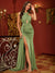 Sheath/Column Criss Cross Long Evening Dresses with Split Side & Ruched