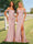 Sheath/Column Off-the-Shoulder Spaghetti Straps Long Formal Dresses with Split Side