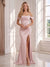 Sheath/Column Off-the-Shoulder Spaghetti Straps Wedding Guest Dresses with Split Side
