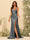 Sheath/Column Spaghetti Straps Long Formal Dresses with Split Side & Ruched