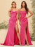 Sheath/Column Spaghetti Straps Sweetheart Long Formal Dresses with Split Side