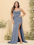Sheath/Column Spaghetti Straps Sweetheart Long Formal Plus Size Dresses with Split Side
