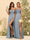 Sheath/Column Spaghetti Straps Long Formal Dresses with Split Side