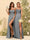 Sheath/Column Spaghetti Straps Long Formal Dresses with Split Side
