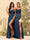 Sheath/Column Spaghetti Straps Long Formal Dresses with Split Side