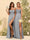 Sheath/Column Spaghetti Straps Long Formal Dresses with Split Side