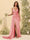 Sheath/Column V-Neck Long Formal Dresses with Split Side & Ruched