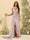 Sheath/Column V-Neck Long Formal Dresses with Split Side & Ruched