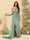 Sheath/Column V-Neck Long Formal Dresses with Split Side & Ruched