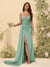 Sheath/Column V-Neck Long Formal Dresses with Split Side & Ruched