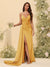 Sheath/Column V-Neck Long Formal Dresses with Split Side & Ruched