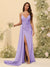 Sheath/Column V-Neck Long Formal Dresses with Split Side & Ruched