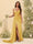 Sheath/Column V-Neck Long Formal Dresses with Split Side & Ruched