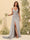 Sheath/Column V-Neck Long Formal Dresses with Split Side & Ruched