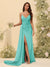 Sheath/Column V-Neck Long Formal Dresses with Split Side & Ruched